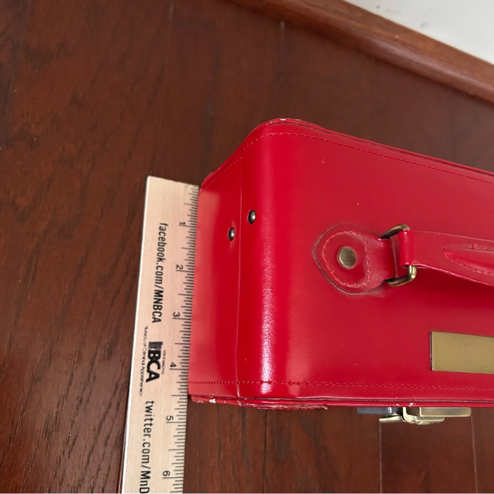 Red Lockable Jewelry Box w/ Mirror Travel Case Insert Key & Velvet Compartments - Picture 7 of 15